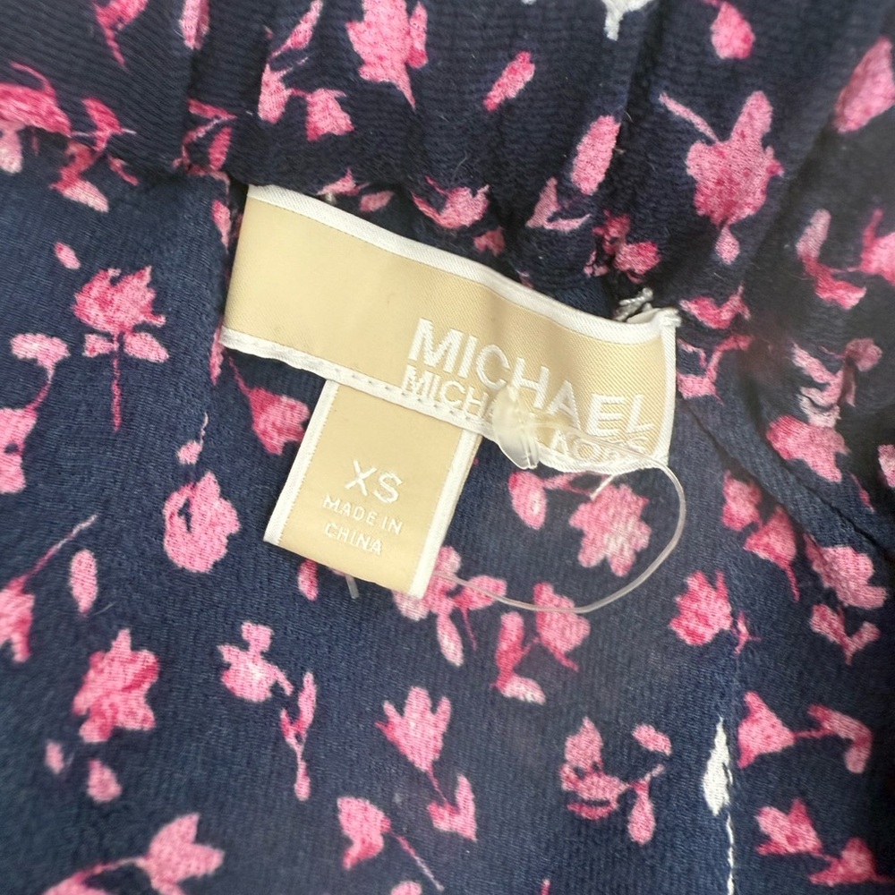Michael Kors Dark Blue and Pink Floral Shirt XS